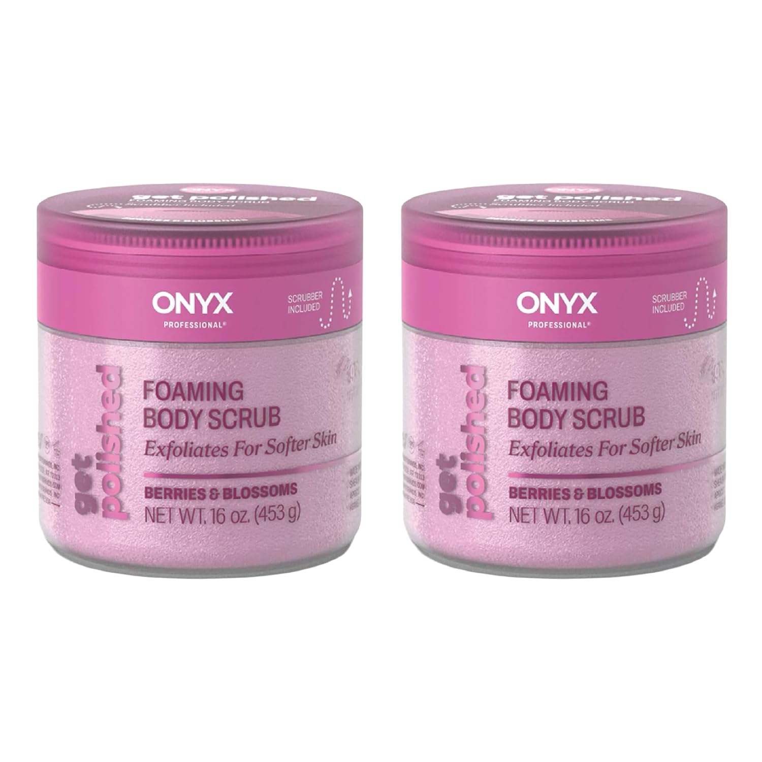 Onyx Body Scrub with Brush, Berries & Blossoms, 2-Pack Onyx Professional Foaming Body Scrub With Brush, Berries & Blossoms, 16oz, 2pk