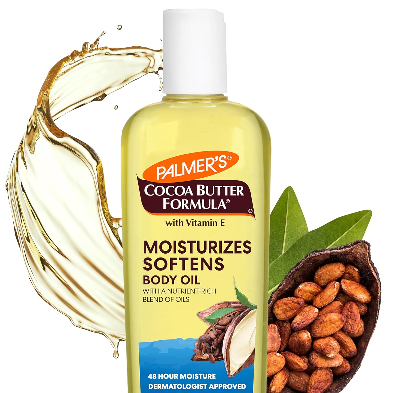 Palmer's Cocoa Butter Oil: Hydrating Glow, Quick Absorption, 8.5 oz. Palmer's Cocoa Butter Moisturizing Body Oil with Vitamin E, Radiant Looking Glow and Skin Hydration, Instant Absorption, Bath, Body and Shower, 8.5 Ounces