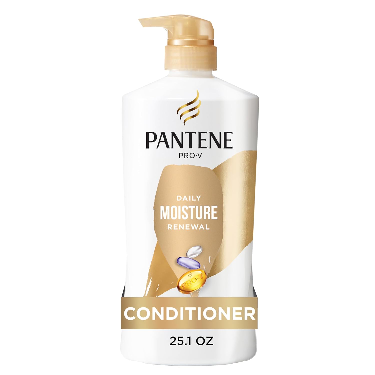 Pantene Daily Moisture Renewal Conditioner for Healthy, Hydrated Hair Pantene Conditioner, Daily Moisture Renewal - Pro-V Nutrients for Dry, Color-Treated, Straight to Curly Hair, 72 Hour Hydration & Softness, Paraben Free, Cleanses, Strengthens Bonds, 25.1 Fl Oz