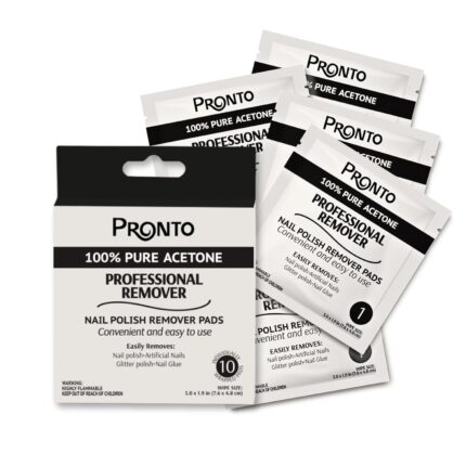 Pronto Nail Polish Remover Pads, 10 Pcs. Individually Wrapped Acetone Wipes, Pure Acetone Wipes Remover For Salon & Home - Quick Polish Nail Soak Pads