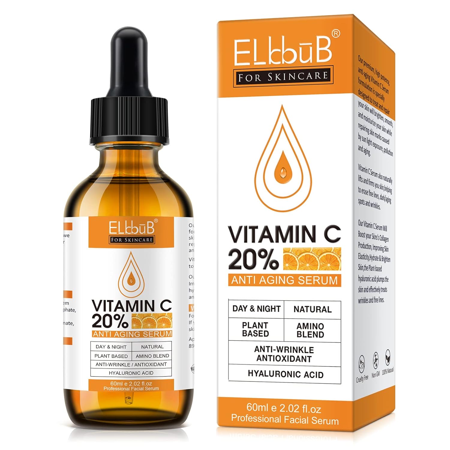 Revitalizing 20% Vitamin C Serum with Hyaluronic Acid & Retinol Premium 20% Vitamin C Serum For Face with Hyaluronic Acid, Retinol & Amino Acids - Boost Skin Collagen,Hydrate & Plump Skin, Anti Aging & Wrinkle Facial Serum 60ml
