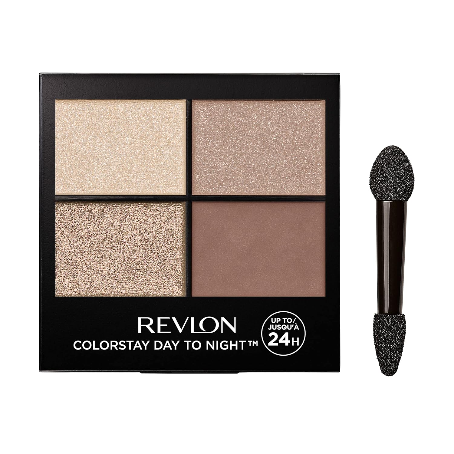 Revlon ColorStay Day to Night Eyeshadow Quad: Longwear, Soft, Smudge-Proof. Revlon ColorStay Day to Night Eyeshadow Quad, Longwear Shadow Palette with Transitional Shades and Buttery Soft Feel, Crease & Smudge Proof, 500 Addictive, 0.16 oz
