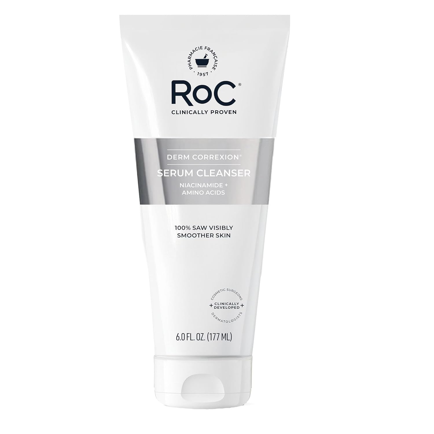 RoC Retinol Deep Wrinkle Serum Cleanser with Niacinamide RoC Retinol Correxion Deep Wrinkle Serum Facial Cleanser with Niacinamide for Anti-Aging & Fine Lines, Makeup Remover, Ophthalmologist Tested Skin Care, 6 oz