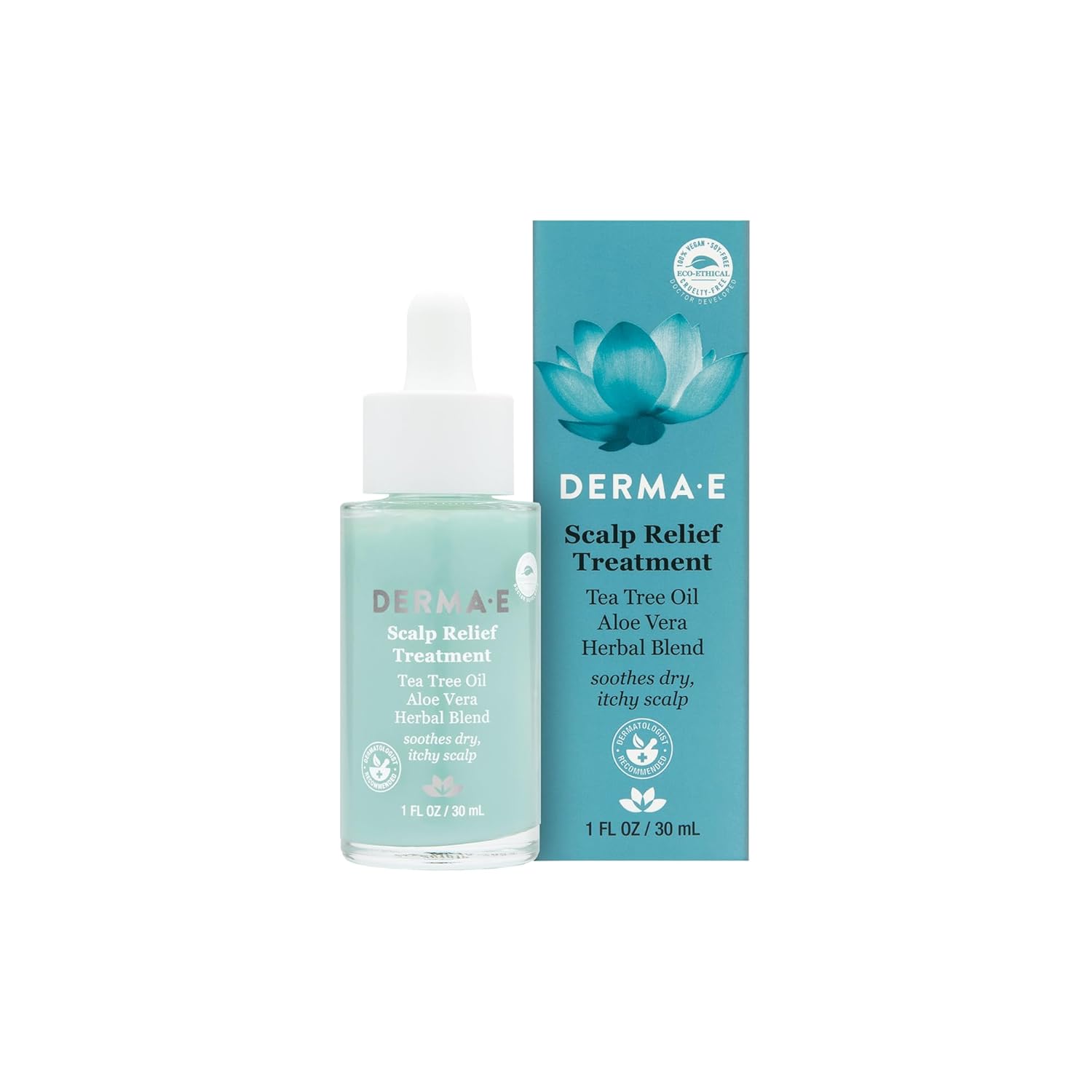 Scalp Relief Serum: Tea Tree, Menthol & Aloe Vera Soothes DERMA-E Scalp Relief Treatment – Dry Scalp Moisturizer Serum – Tea Tree Oil, Menthol and Aloe Vera Cool and Soothe Itchy Scalp and Promote Scalp Health, 1 Fl Oz