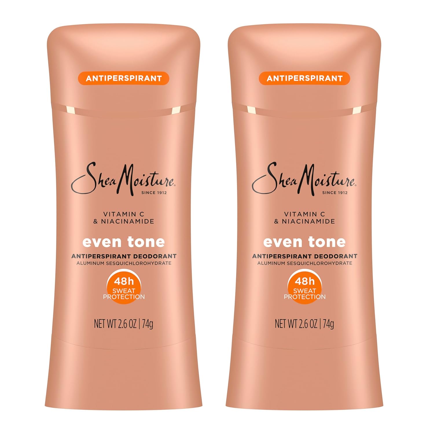 SheaMoisture Antiperspirant Stick: 48HR Protection, No Parabens. SheaMoisture Antiperspirant Deodorant Stick Even Tone Vitamin C & Niacinamide 2 Count for 48HR Sweat & Odor Protection with No Parabens & No Mineral Oil 2.6 oz