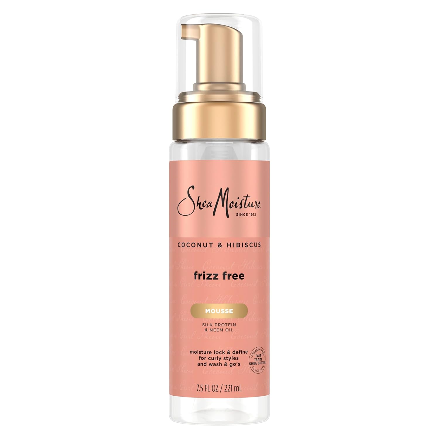 SheaMoisture Coconut & Hibiscus Curl Mousse for Frizz Control SheaMoisture Curl Mousse for Curly Hair, Coconut & Hibiscus Styling Mousse for Frizz Control & Volume, with Shea Butter, 7.5 oz