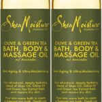 SheaMoisture Olive & Green Tea Bath, Body & Massage Oil 2-Pack – Avocado Oil, Anti-Aging & Ultra-Moisturizing for Dry Skin, 8 Oz Ea