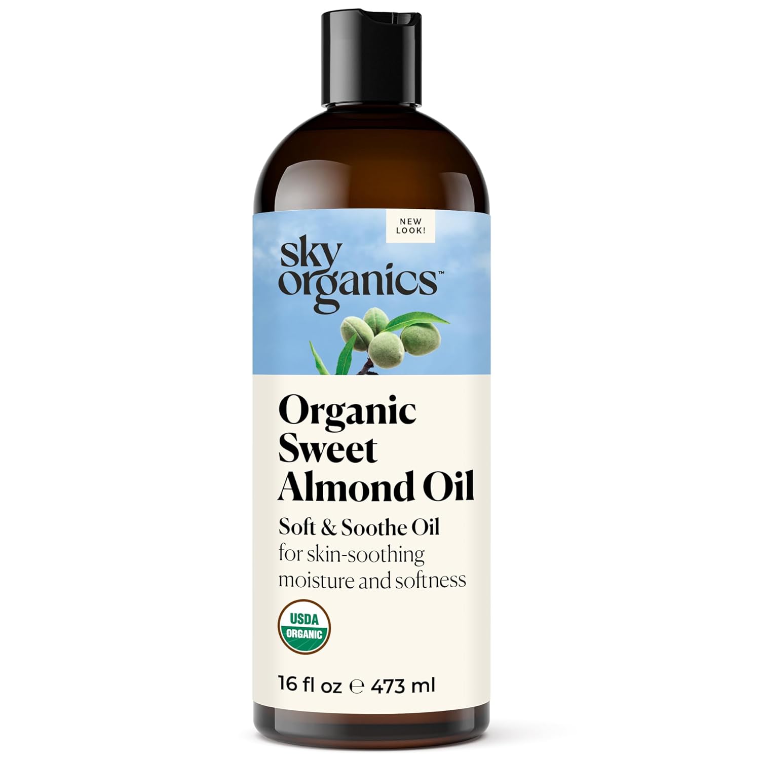 Sky Organics 16 oz Organic Sweet Almond Oil - Pure, Sky Organics - Organic Sweet Almond Oil, 16 fl oz - Soft & Soothe Oil - Skin Moisturizer - Silky, Lightweight Texture - 100% Pure - Non-Greasy - Natural, Vegan, & Cruelty Free - Beauty & Self Care