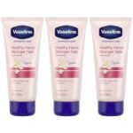 Vaseline Lotion, Healthy Hands Stronger Nails with Keratin 3-Pack – Intensive Care Hand Lotion with Petroleum Jelly, 3.4 Oz Ea