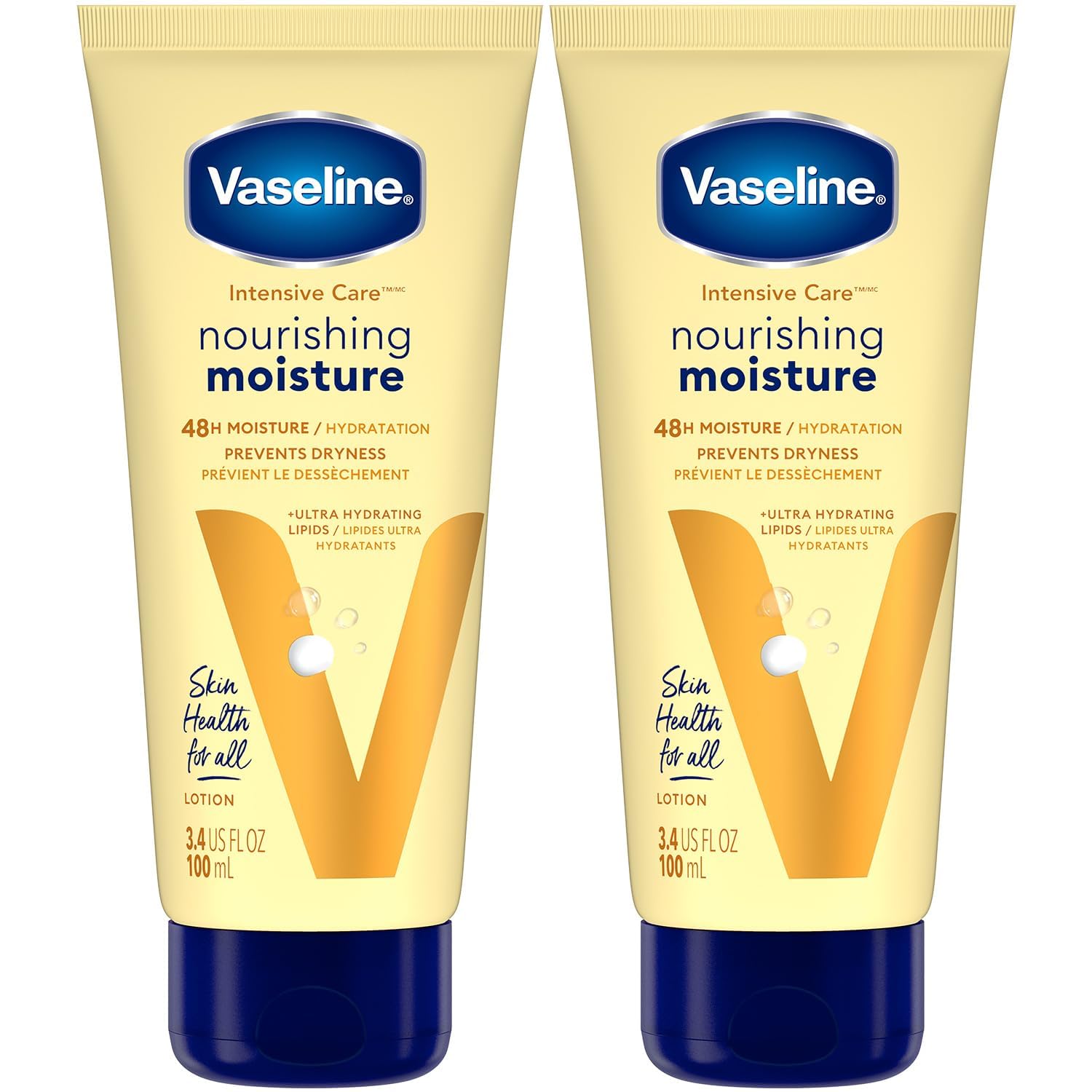 Vaseline Lotion 2-Pack: Nourishing Moisture for Extremely Dry Skin Vaseline Lotion, Intensive Care Nourishing Moisture 2-Pack – Moisturizer with Oat Extract + Ultra-Hydrating Lipids for Healing Extremely Dry Skin, 3.4 Oz Ea