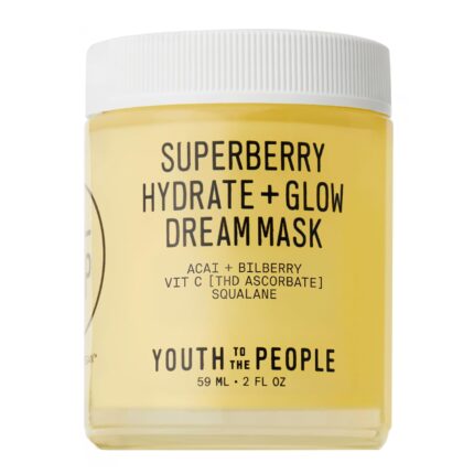 Youth To The People Superberry Hydrate + Glow Dream Mask - Hyaluronic Acid, Squalane, Vitamin C, Face Moisturizer + Overnight Facial, Non-Greasy, Plumps, Brightens, Evens Tone, For Dry + Dull Skin
