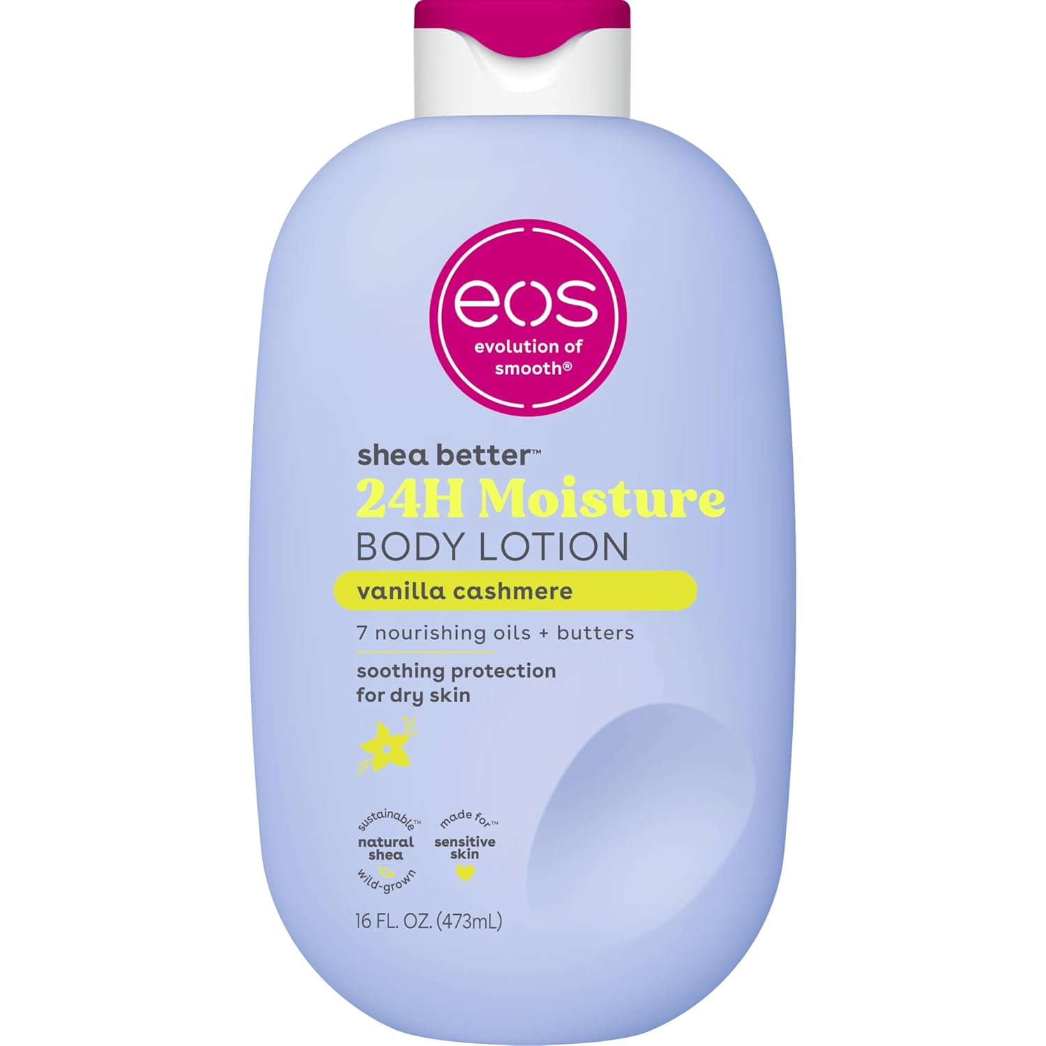 eos Vanilla Cashmere Body Lotion: Lightweight, Vegan, 24-Hour Hydration eos Shea Better Body Lotion Vanilla Cashmere, 24-Hour Moisture Skin Care, Lightweight & Non-Greasy, Natural Shea, Vegan, Vanilla Body Lotion, 16 fl oz