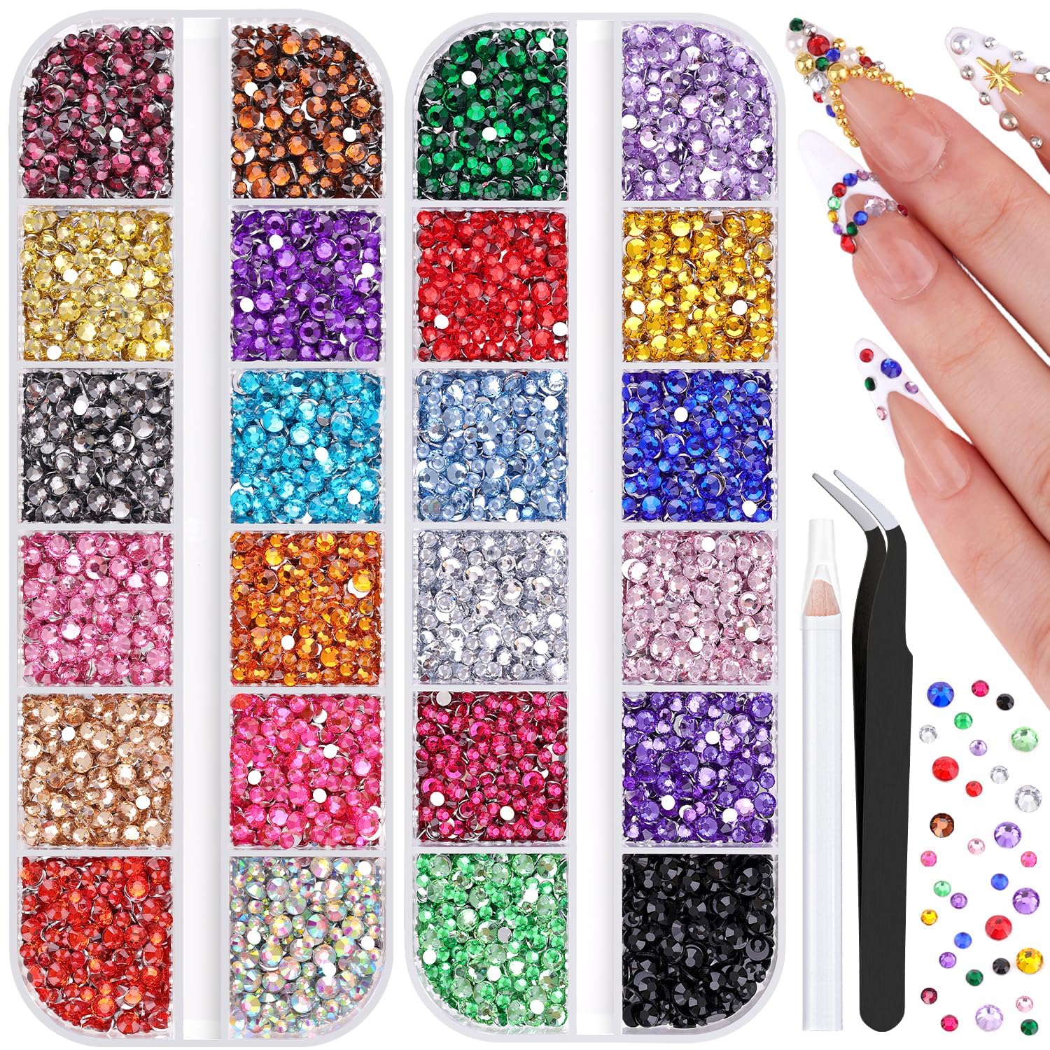 10,000 Colorful Flatback Resin Rhinestones for Nail Art. 10000Pcs Small Resin Rhinestones for Nail Art, Colorful 2/3MM Flatback Bedazzling Gems, Nail Rhinestones and Gems Crystals Charms for Acrylic Tips Manicure Decor