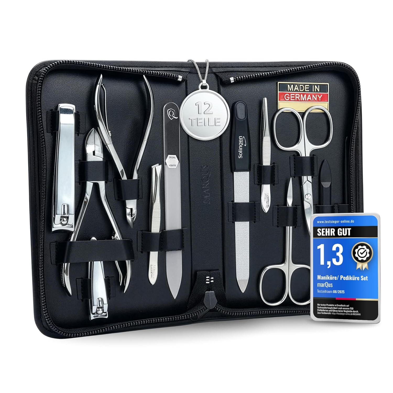 12-Piece Professional Manicure Set with Leather Case & Tools Manicure Set Women and Men – 12-Piece Professional Grooming Kit with Premium Tools, Genuine Leather Case, and exclusive Glass Nail File for Hand & Foot Care, German Quality