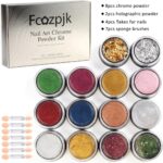 14-Color Chrome Nail Powder Set with Holographic Flakes - Image 2