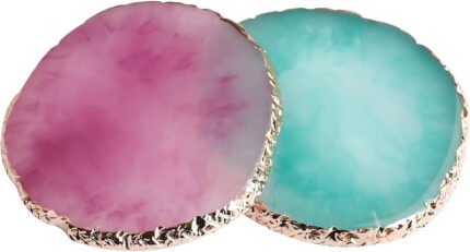 2 Pcs Resin Nail Art Palette, Nails Art Painting Palettes Gold Edge Nail Holder Nail Art Display Board