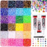34000Pcs Resin Jelly Rhinestones for Bedazzling, Multicolor 3mm Flatback Gems for Diamond Art, Bedazzler Kit with 3Pcs 10ml B7000 Jewelry Glue for Bedazzle Thing Crafting Book Nail Art