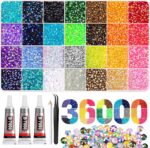 Artdone 36000Pcs Resin Rhinestones 3mm Jelly AB 28Colors for Bedazzling Glitter Kit DIY, Multicolor Crystal Diamond Pearls with 3Pcs 10ml B7000 Jewelry Glue for Bedazzled Nail Art Supplies Decoration