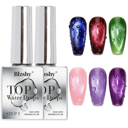 Water Drop Gel Top Coat, 3D Water Droplet Non-Wipe Glossy Shiny Nail Art Top coat, DIY Bubble Soak Off UV LED Nail Gel-15ML