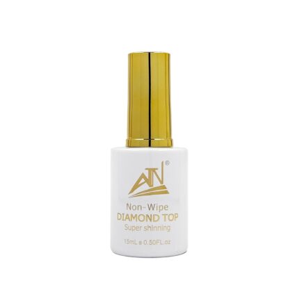 ATN Nail NEW Diamond Top Coat 15ml – No Wipe Gel Top for Mirror Shine & Long-Lasting Nails, LED/UV Curing, Professional Finish