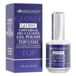 Americanails Gel Polish Top Coat - Original Dual Cure Formula, Long Lasting, Soak Off UV LED Fast Drying Nail Gel - Glossy Finish (.5 oz)