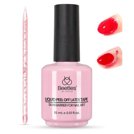 Beetles Liquid Latex for Nail 15ml - Peel Off Nail Polish Cuticle Guard with Plastic Care Stick Nails Design Air-Dry Barrier for Protector Fingers