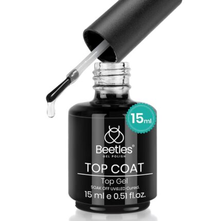 Beetles Gel Polish No Wipe Gel Top Coat - Clear Top Coat Gel Nail Polish Shine Finish and Long Lasting, Soak Off Nail Lamp, 15ml Summer Nails Gifts for Women