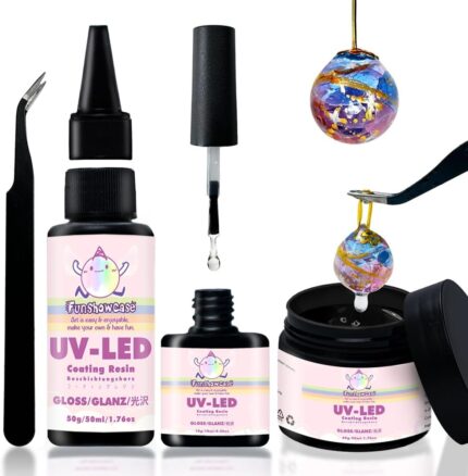 FUNSHOWCASE Coating UV Resin Gloss 110g Top Coat Set with Refill Kits