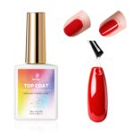 Top Coat for Gel Nail Polish, No Wipe High Glossy Long-Lasting Clear Formula, UV/LED Lamp Cured, Salon-Quality Home DIY, 1PC 18ml