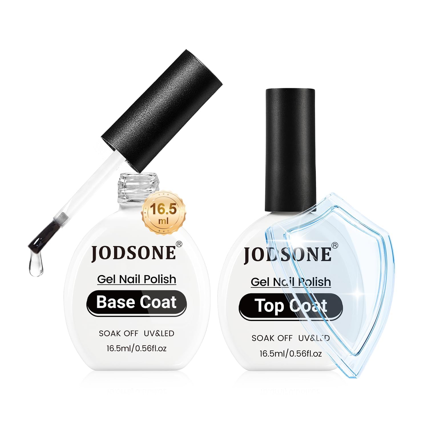 JODSONE 2Pcs Gel Polish Set: Top & Base Coat Gift JODSONE 2Pcs 16.5ml Top Coat Base Coat Gel Polish Set No Wipe Clear Long Lasting Need U V Lamp Cured at Home DIY Nail Salon Girl Gift