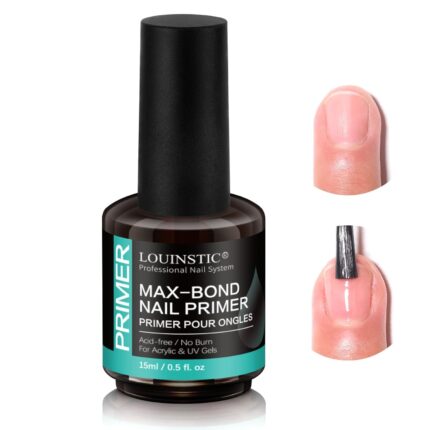 LOUINSTIC Acid-Free Nail Primer for Gel Polish & Acrylic, 15ml | Strong No-Lift Bond for Gel Polish, Acrylic & Dip Powder, Fast Air Dry, HEMA-Free, Low Odor, Long-Lasting Wear