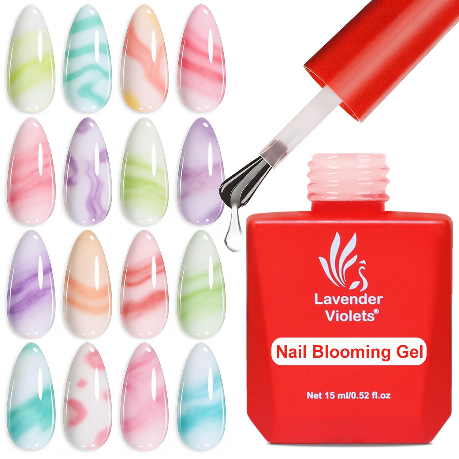 Lavender Violets 15ml Gel Polish for Stunning Nail Art Lavender Violets Blooming Gel 15ml Clear Uv Led Aura Nails Gel Polish for Spreading Effect Marble Natural Stone Watercolor Floral Print Soak off Diy Nail Art Design Manicure Gift for Women A106