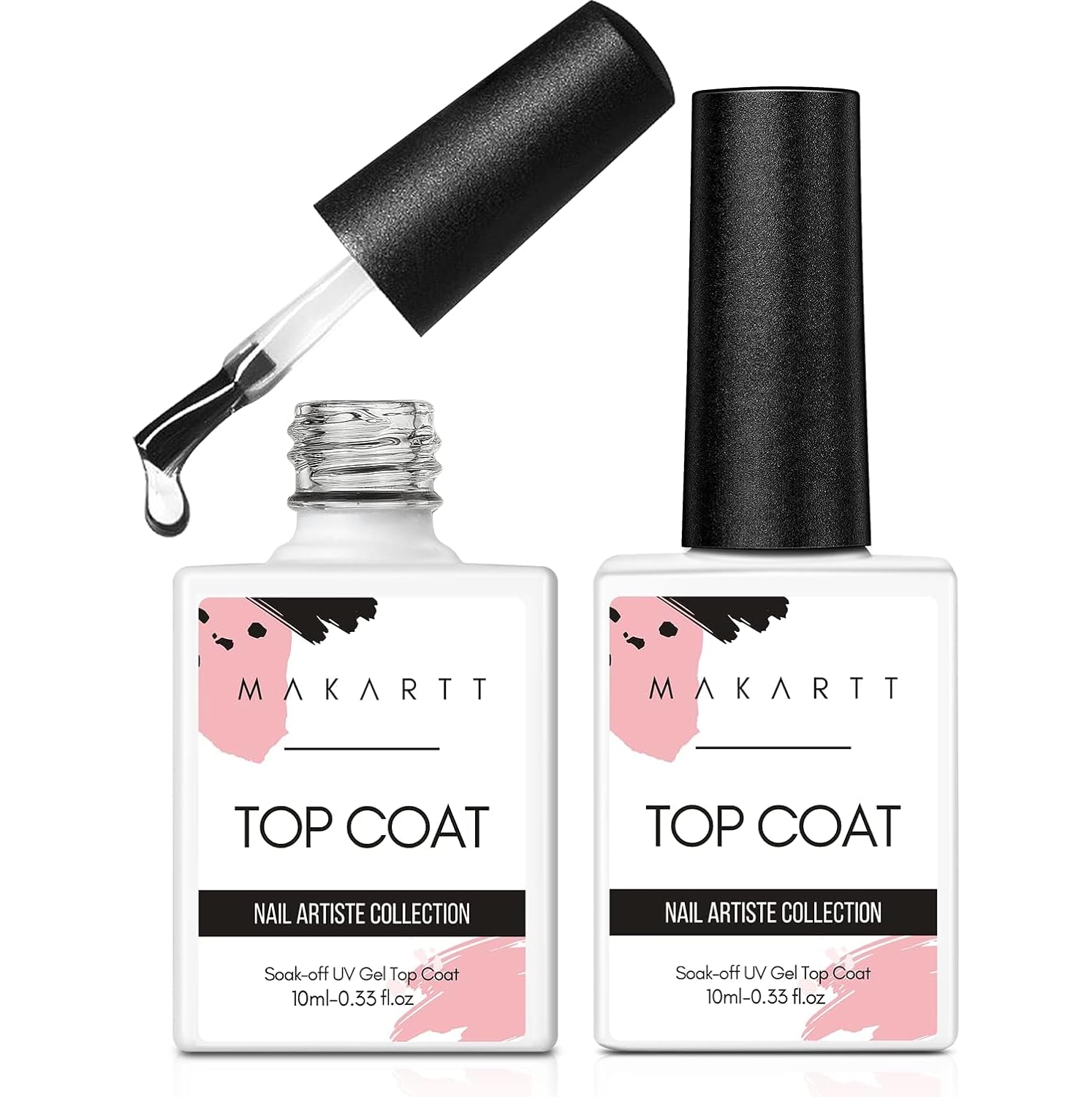 Makartt Gel Top Coat - 2 Pack, High Gloss, Long Makartt Gel Top Coat - 2 PCS No Wipe Top Coat Gel Nail Polish High Glossy Shine Finish Long Lasting, 10ML Clear Soak Off UV Nail Lamp, Salon Quality Art Design for Home Use Beauty Spring Gift