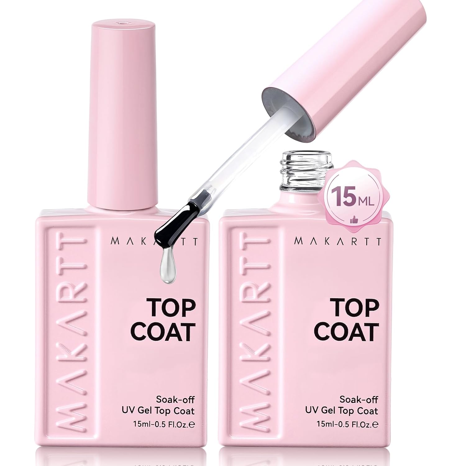 Makartt Gel Top Coat: 2 x 15ml Diamond-Shine No Wipe Makartt Gel Top Coat: 2 PCS 15ml No Wipe Top Coat Gel Nail Polish Upgrade Diamond-Shine Long-Lasting Clear Gel Polish Soak Off UV LED Lamp Needed Home DIY Gift Women