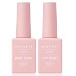 Makartt Gel Top Coat and Base Coat Kit: 2 PCS Clear Gloss Shiny No Wipe Stain Resistant General Top Coat Nail Polish UV for Acrylic Nails Dip Powder Gel Nail Polish Beauty Spring Gift Salon at Home