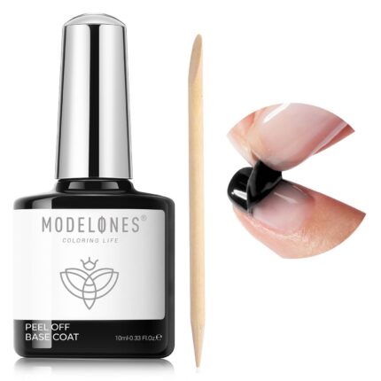 modelones Gel Base Coat Non-UV Peel off Base Coat Quick Dry Peelable for Gel Nal Polish Beginner Friendly Gentle Protection for Thin & Weak Nails,10ml