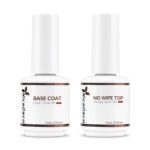 Nicedeco Hema Free No Wipe Gel Top Coat and Base Coat Set 2 Pcs 15ml Low Odor Cruelty Free Vegan Gel Nail Polish Glossy Shine Long Lasting Gel Base Top Coat