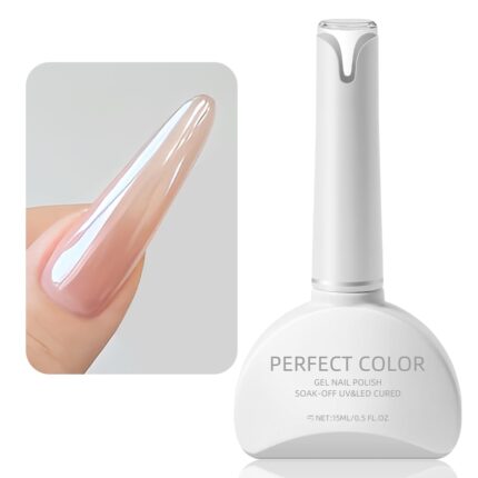 PERFECT COLOR Gel Top Coat for Chrome Nail Powder, 15ml Mirror Shiny Clear No Wipe Top Coat Gel Nail Polish, Long Lasting Soak off Top Gel for Home DIY and Nail Salon, Gifts for Women