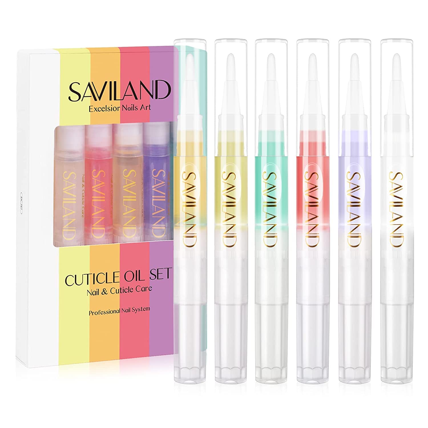 Revitalizing Cuticle Oil Pen: 6PCS for Healthy Nails SAVILAND Natural Cuticle Oil Pen: 6PCS Revitalizing Cuticle Oil for Nails with Vitamin E Repaired Cuticles Overnight Cuticle Softener Nail Strengthener Protector for Damaged Skin Thin Nail
