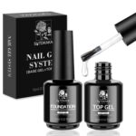 SUTOKAKA 2 Pcs 15ml Top Coat and Base Coat Set, Glossy and Long-Lasting Gel Polish, No Wipe Foundation Combination Soak Off LED Nail Lamp Gel Nail Polish Manicure Gifts for Women