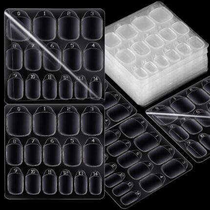 Teenitor 600pcs Press on Nail Adhesive Tabs, 15 Sizes of Nail Stickers for Press ons, Press on Nails Glue Stickers Press on Nail Sticky Tabs, Clear/Yellow