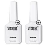 Vishine 2 Pcs of 16ml No Wipe Top Coat Gel, High Gloss Finish Clear Gel Top Coat for UV LED Light Cure Gel Nail Polish Set Long-lasting Salon Quality Nail Art Design